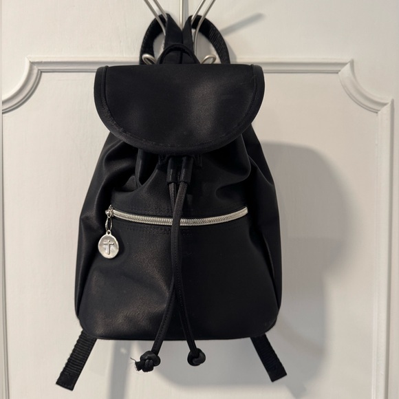 Sac (Japan) Handbags - Vintage Sac Black Satin Backpack with Silver Accents - Approx. 1992-1995 Japan